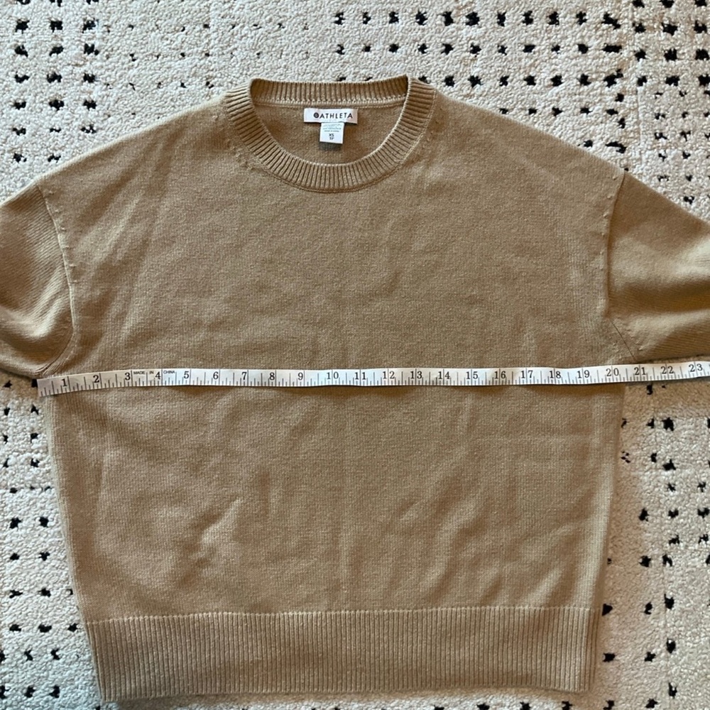 Athleta Alpine Crewneck tan cropped Sweater, XS - Picture 6 of 7